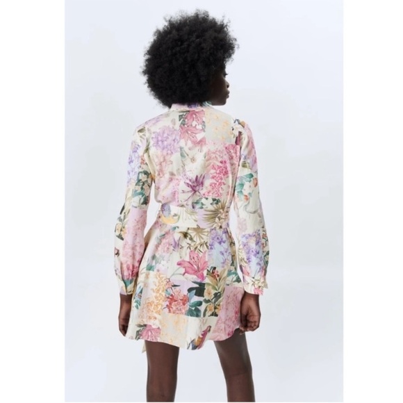 Zara 2725/119/330 floral patchwork linen blogger favorite shirt dress size XXL - Picture 3 of 10